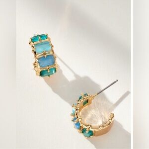 Anthropologie crystal baguette Huggie hoop Earring